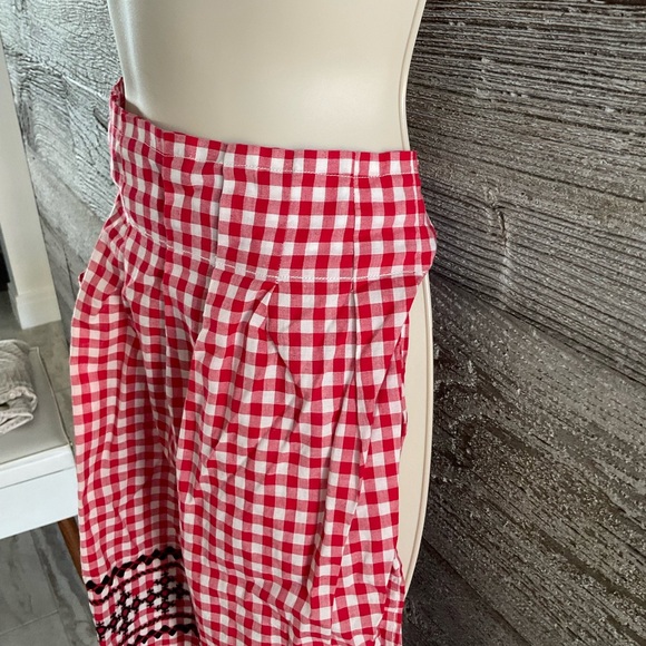 Vintage Checkered Red/White Half Kitchen Apron rickrack (M1) - Picture 3 of 5